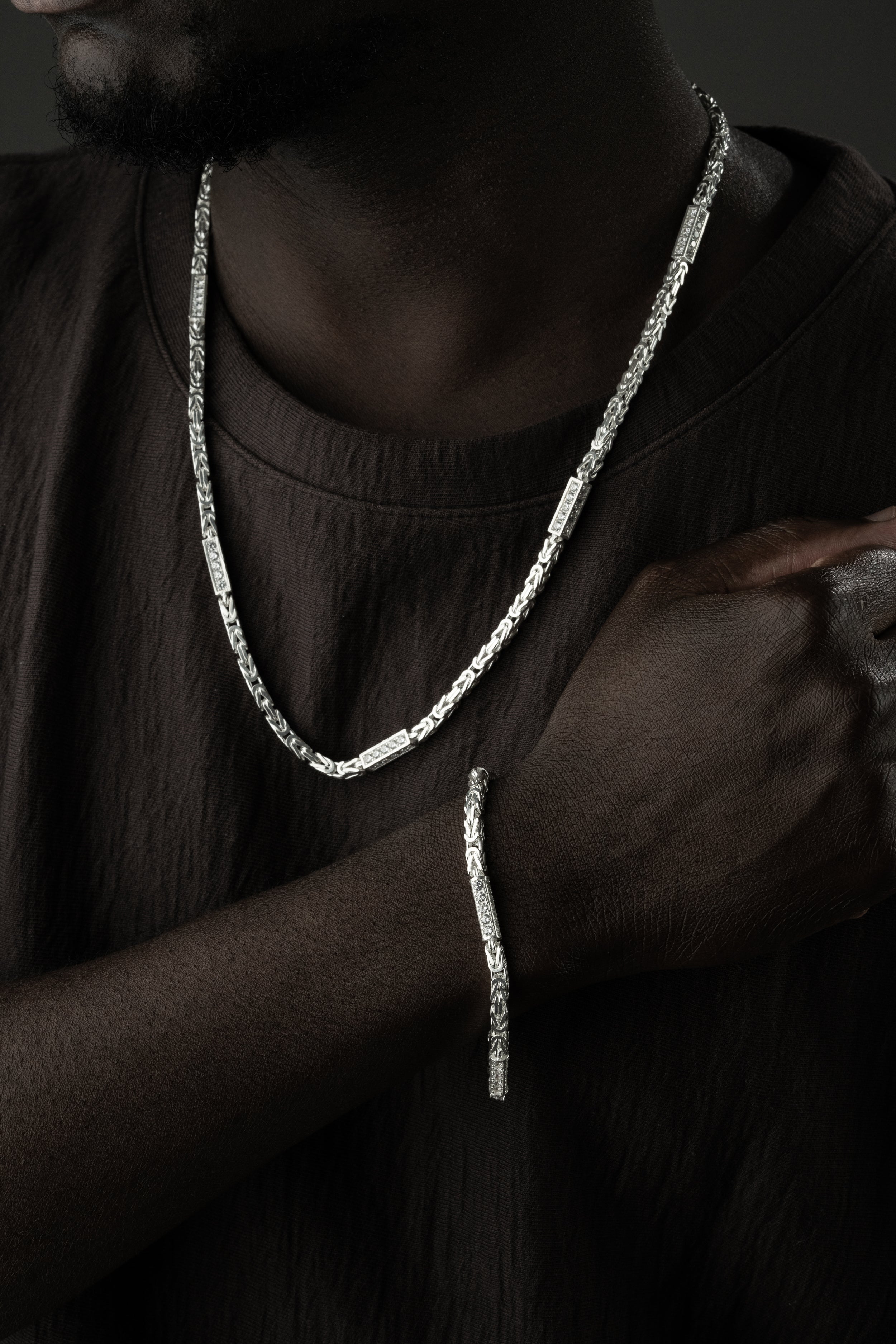 KÖNIGSKETTE MIT STRASSSTEIN 4 mm SET | 925 SILBER.