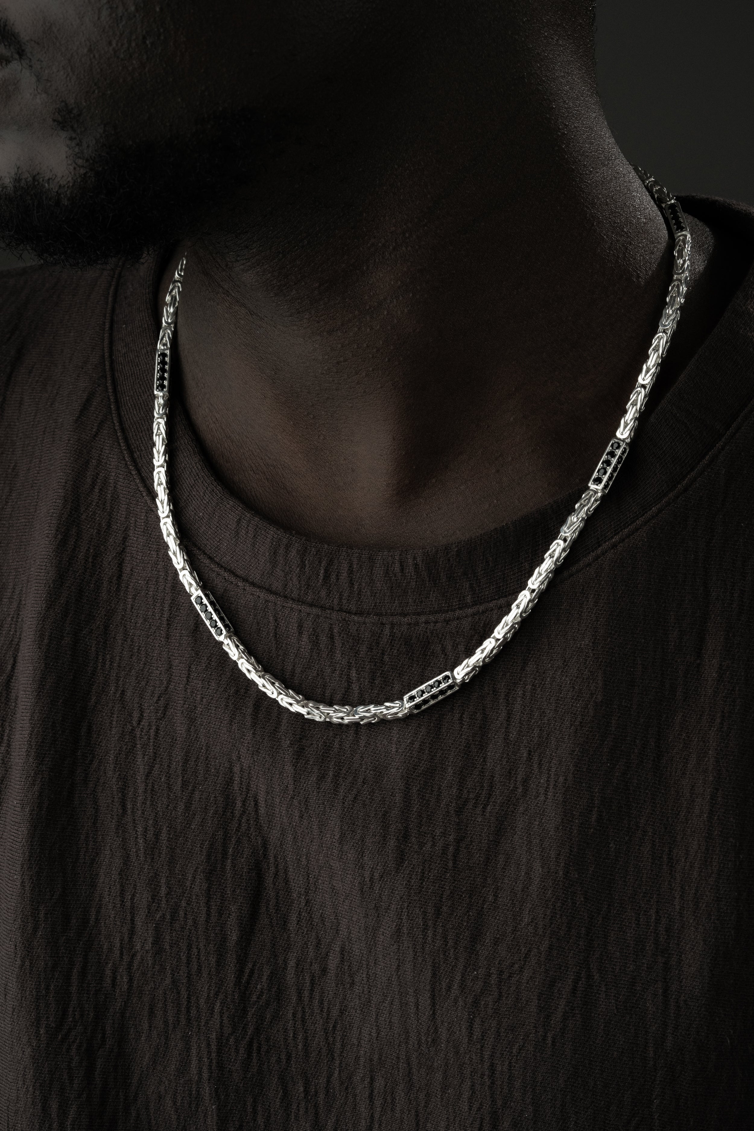 KÖNIGSKETTE BLACK STRASS 4mm | 925 SILBER.