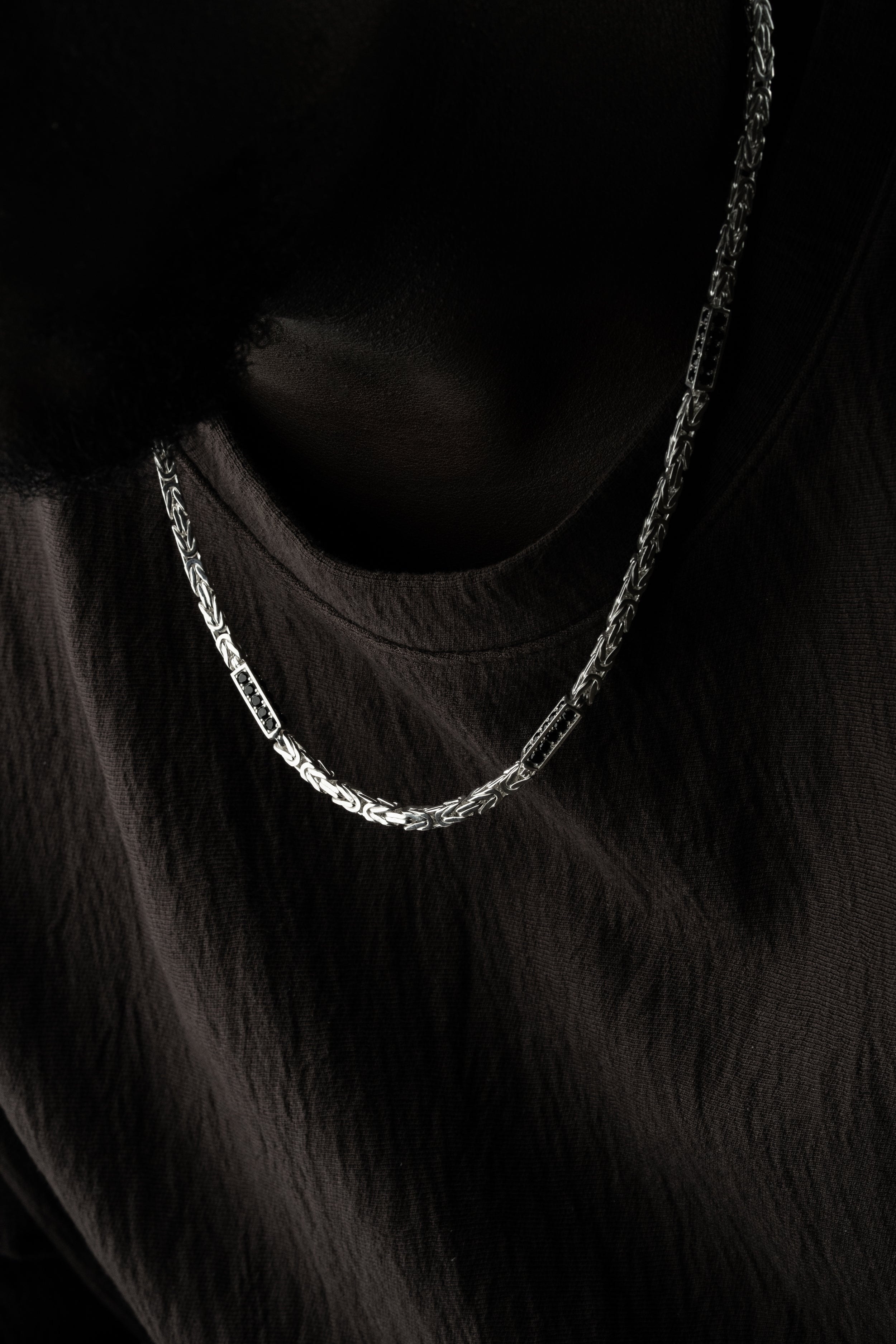 KÖNIGSKETTE BLACK STRASS 4mm | 925 SILBER.