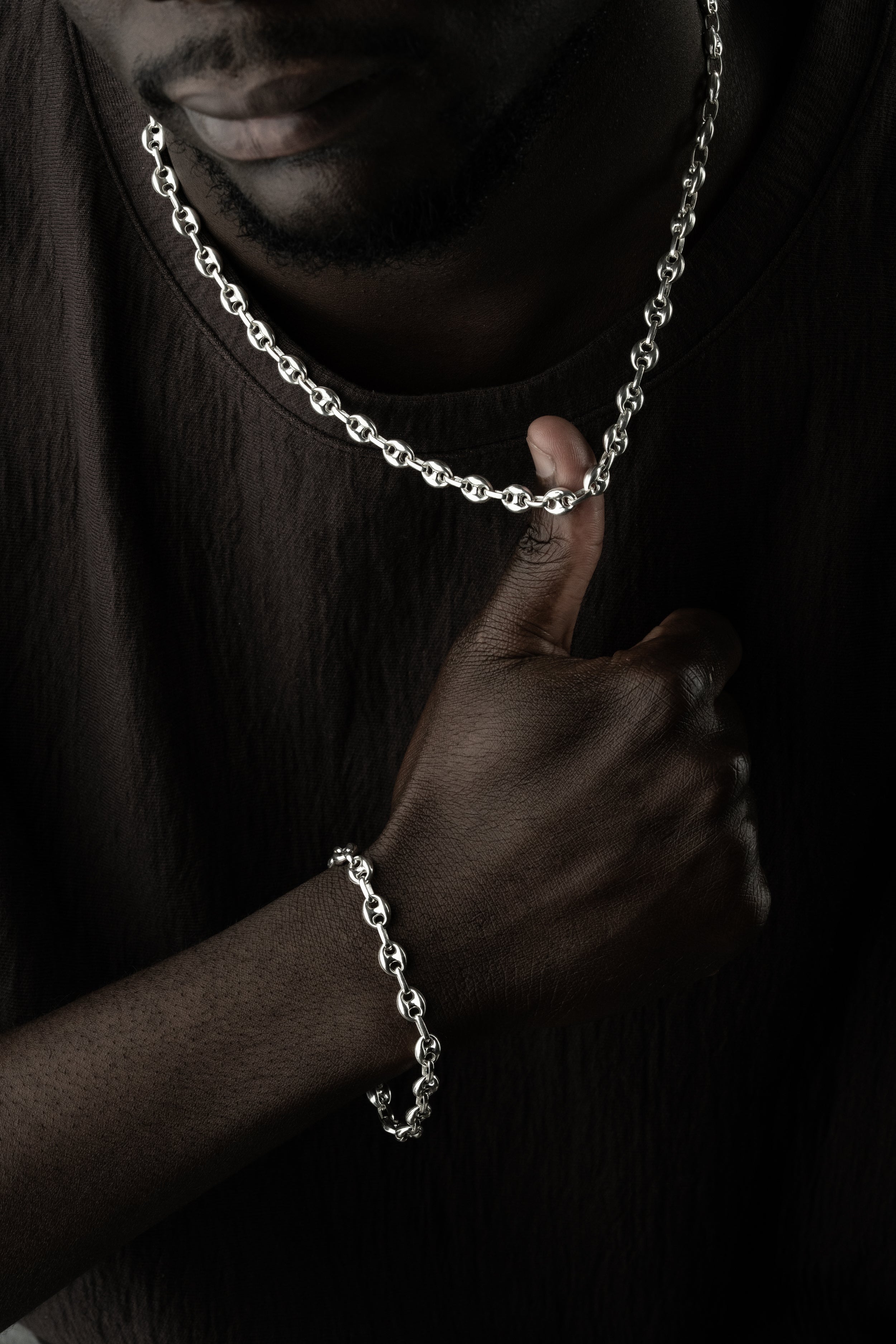 BOHNEN KETTE SET | 925 SILBER.