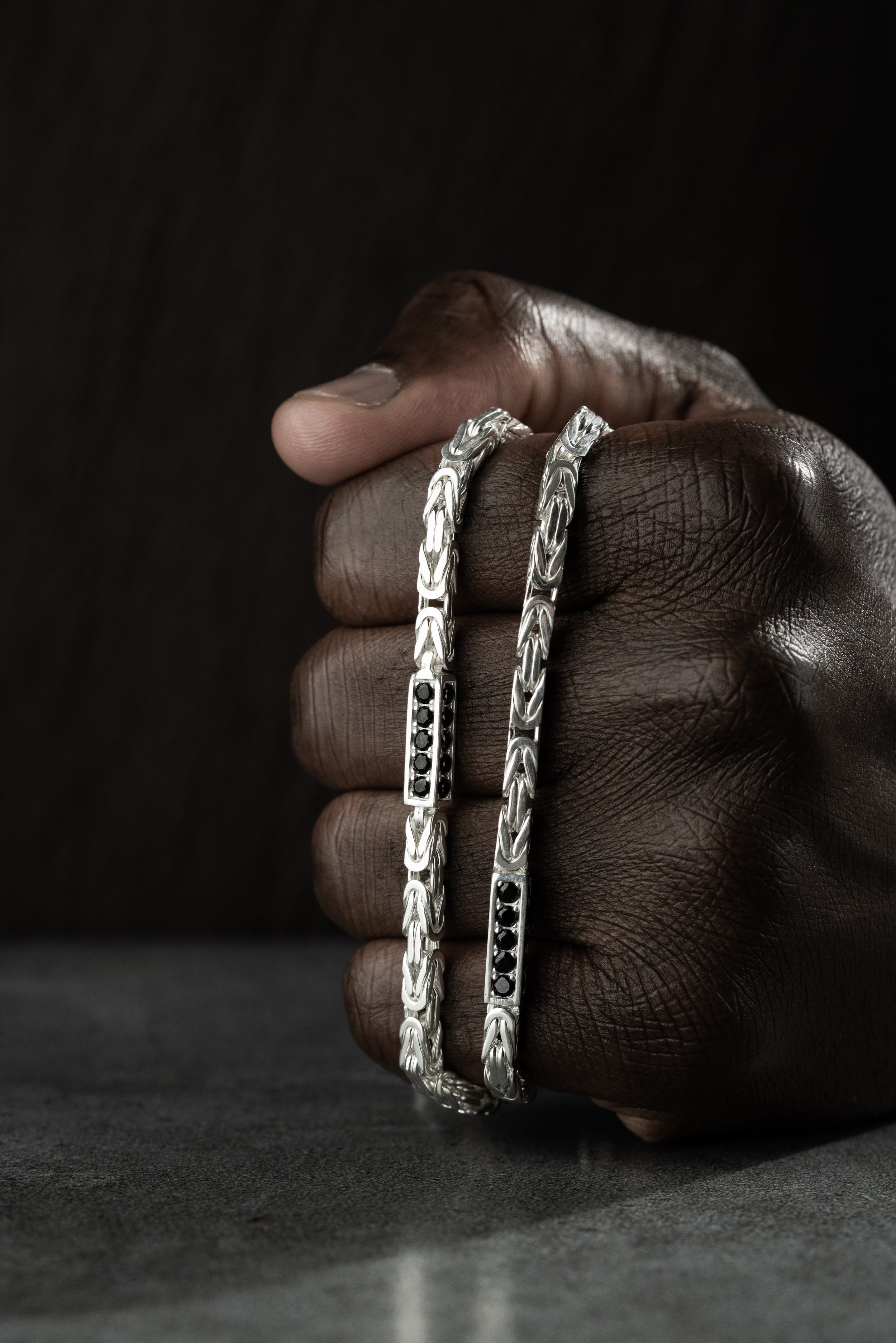 KÖNIGSKETTE BLACK STRASS 4mm | 925 SILBER.