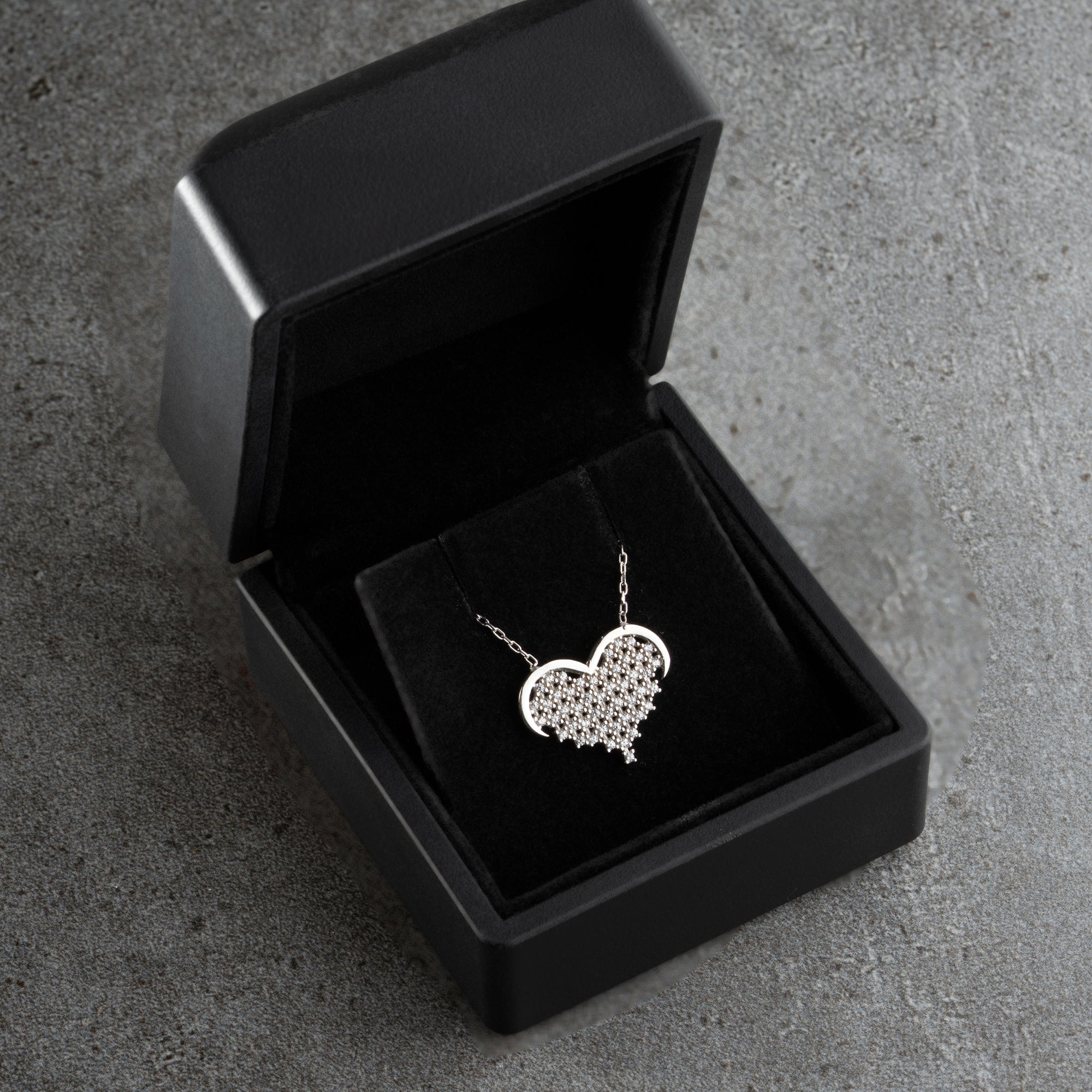 STRASS STEIN HERZ HALSKETTE | 925 SILBER