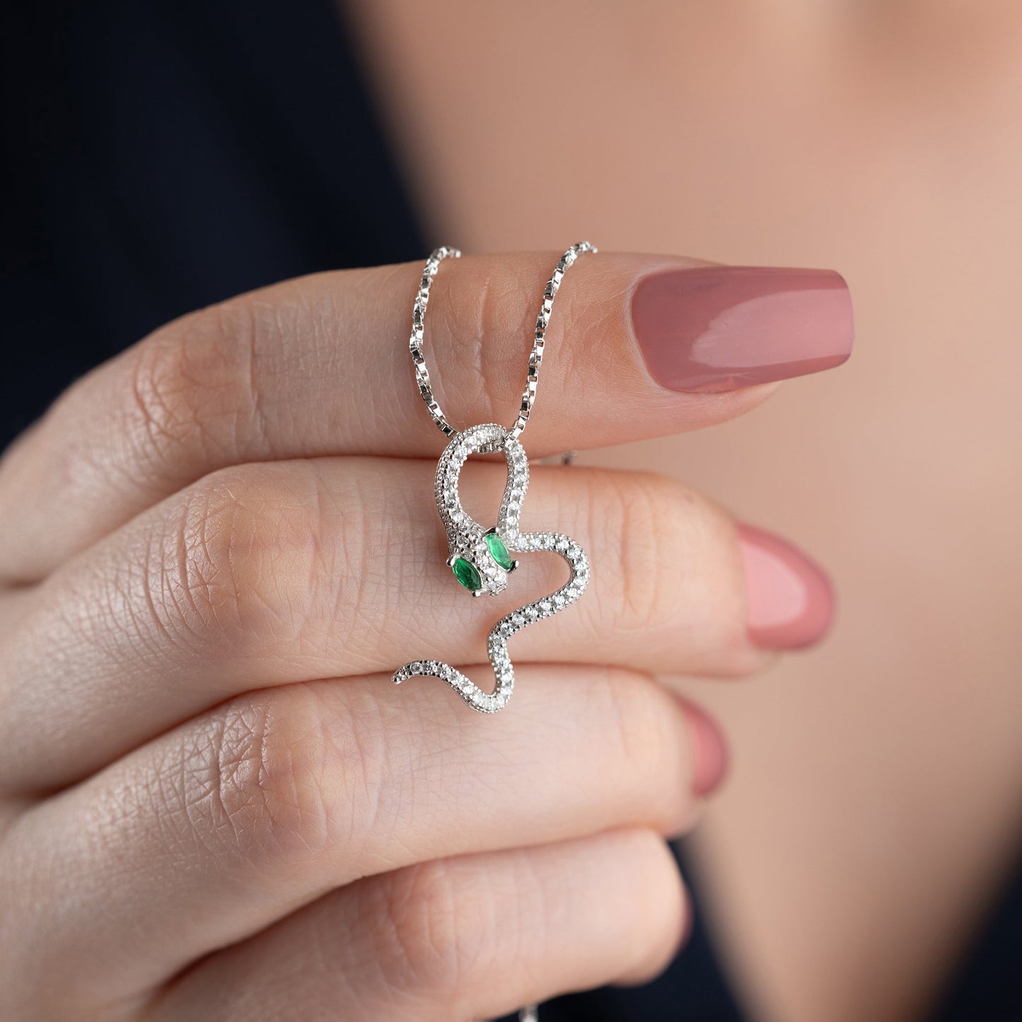 GRÜNE SNAKE HALSKETTE | 925 SILBER