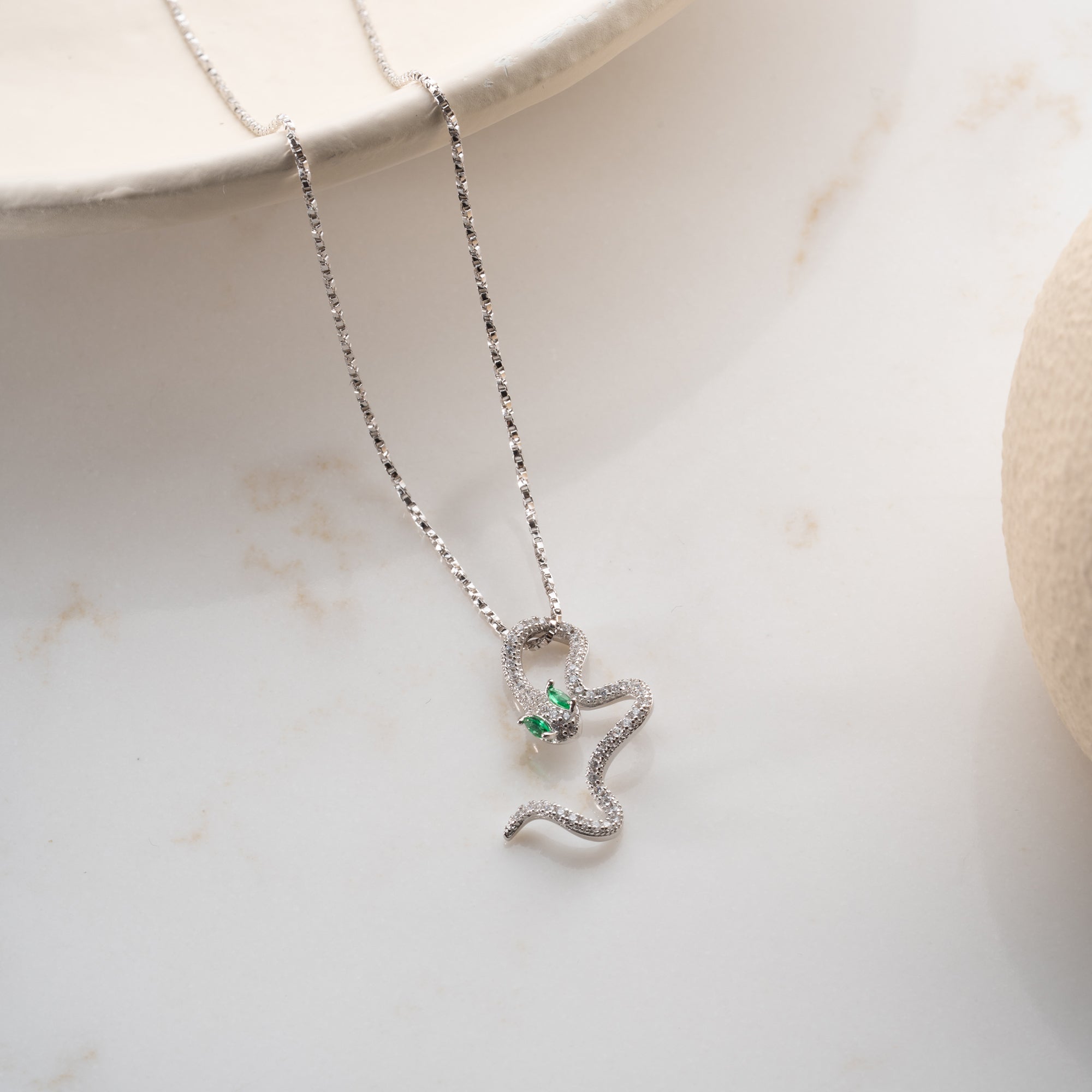 GRÜNE SNAKE HALSKETTE | 925 SILBER