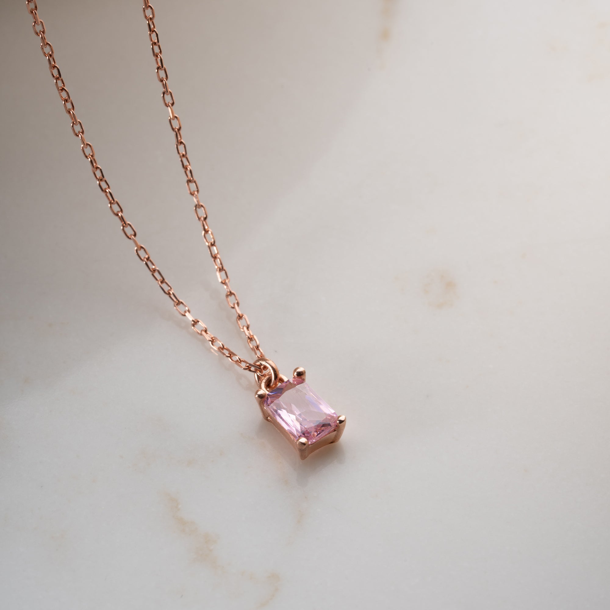 ROSA BAGUETTE HALSKETTE | 925 SILBER