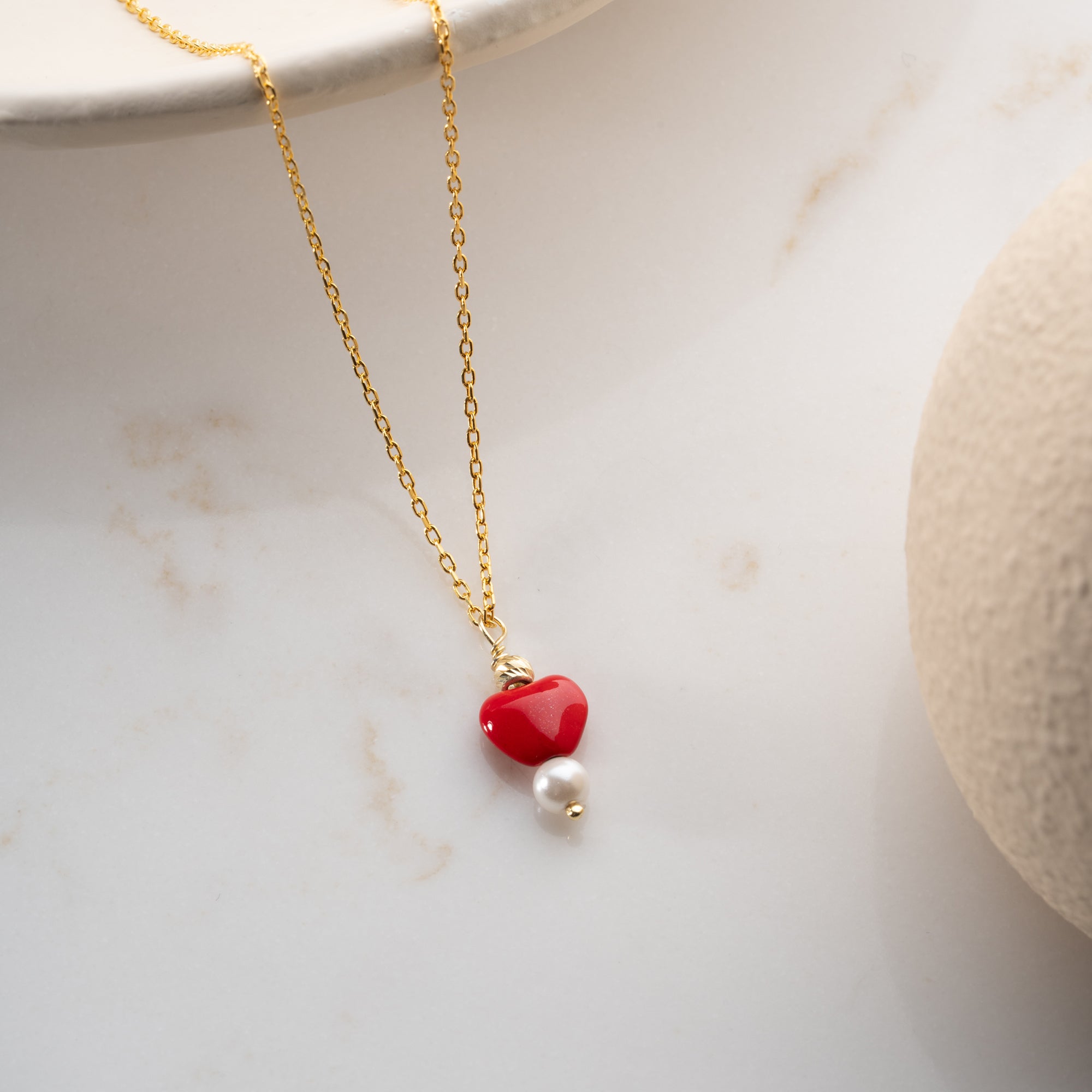 HERZ PERLE HALSKETTE | 925 SILBER