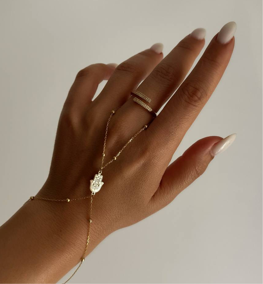 GEMUSTERTE FATIMAS HAND HANDKETTE | 925 SILBER