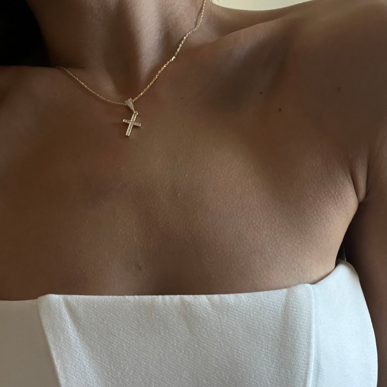 Kreuz Zirkonia Halskette (7142504464429)