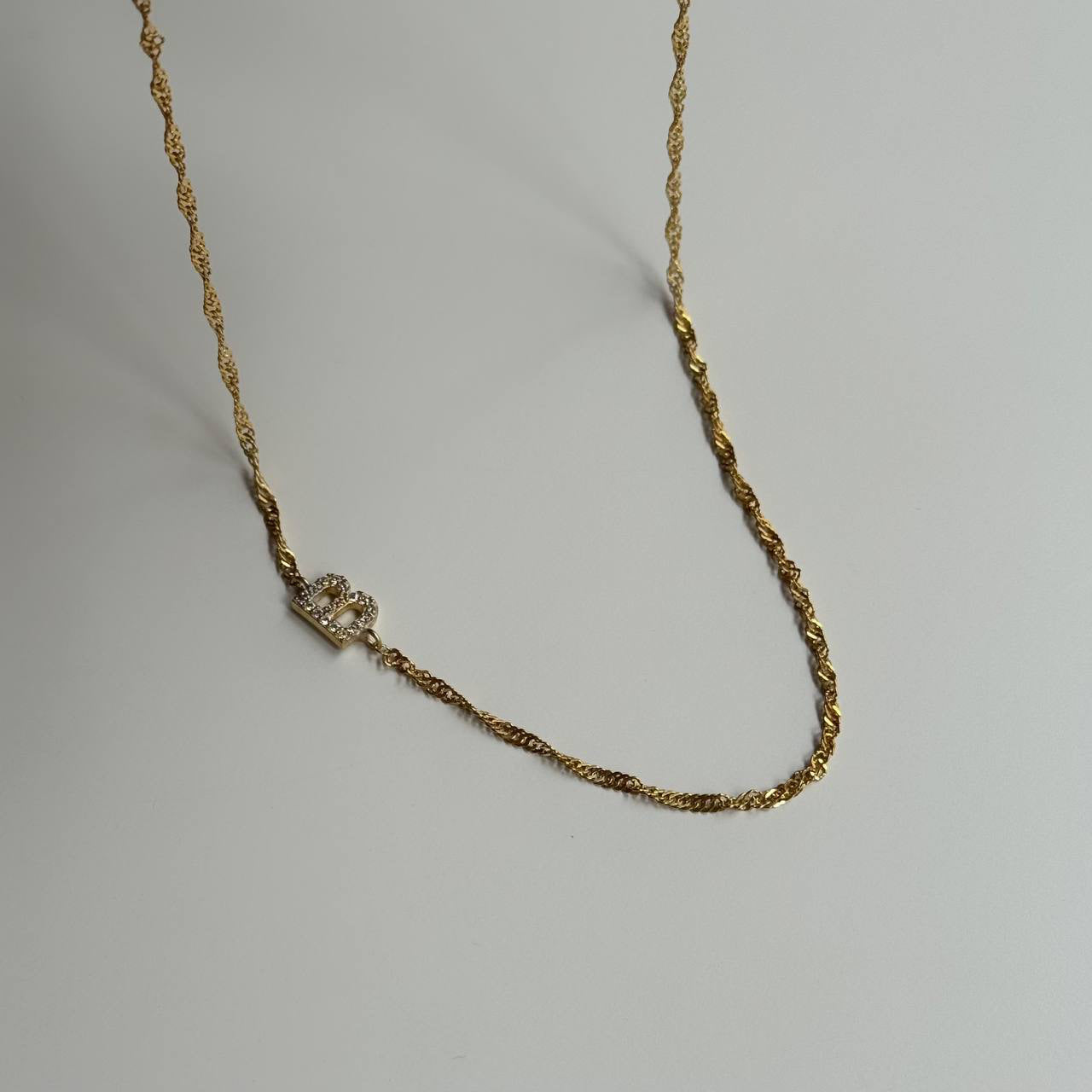 SINGAPUR ZIRKONIA BUCHSTABEN HALSKETTE | 925 SILBER