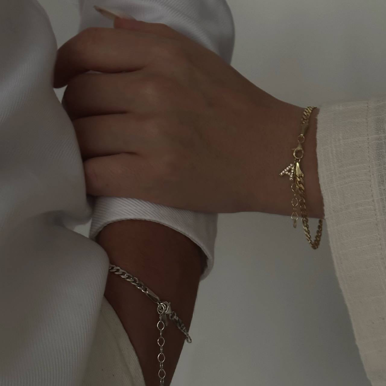 BIG GOURMET BUCHSTABEN PARTNERARMBAND | 925 SILBER