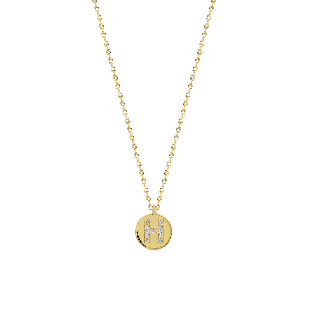 Zirkonia Plättchen Buchstaben Halskette (8022918594862)