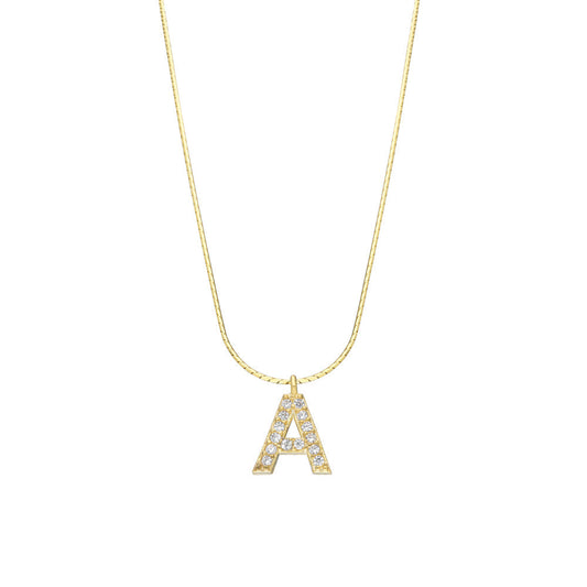 Zirkonia Letter Necklace İtali Mini (8402187288919)